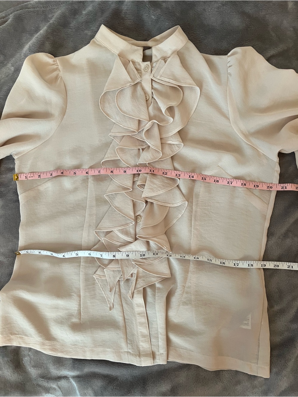 Marks & Spencer Cream Ruffle Front Long-Sleeve Blouse - Picture 2 of 6